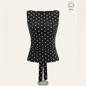 Commense Polka Dot Cottom Blend Sleeveless Top Size M